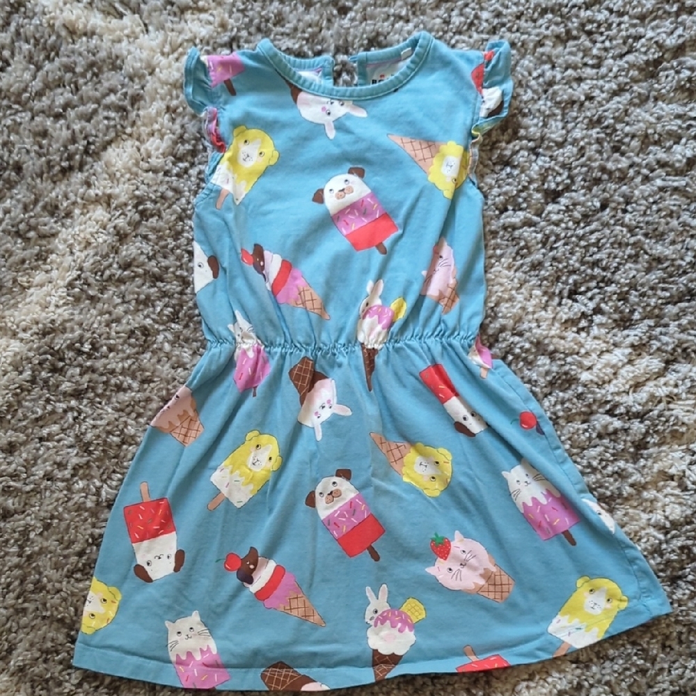 Kids Ice Cream Print Dress - Blue